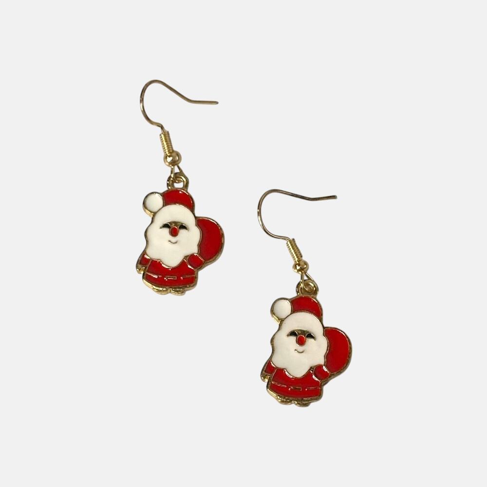 Santa With Red Gift Bag Mini Earrings